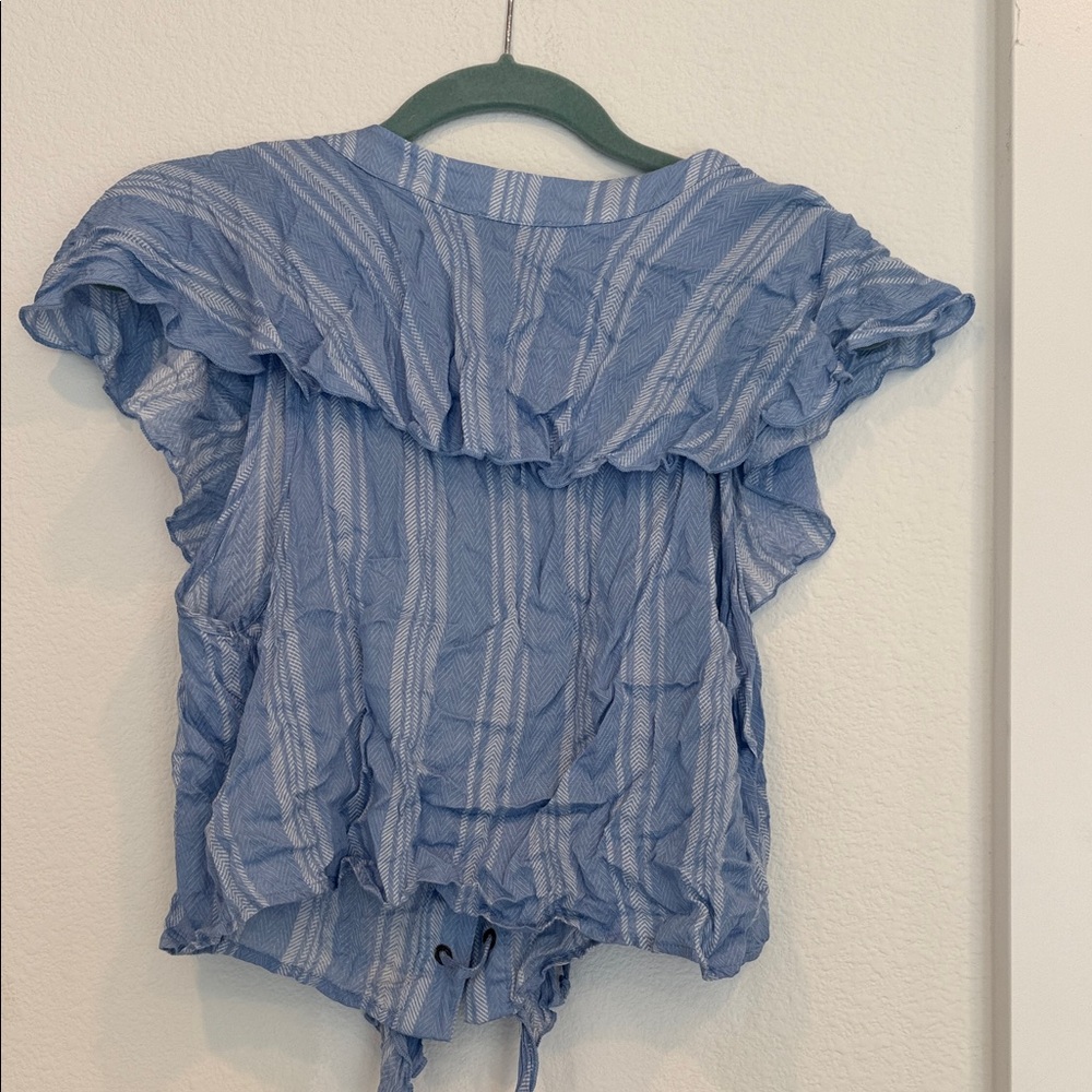 Show me your MuMu Blue Plaid Ruffled Blouse - Picture 4 of 4